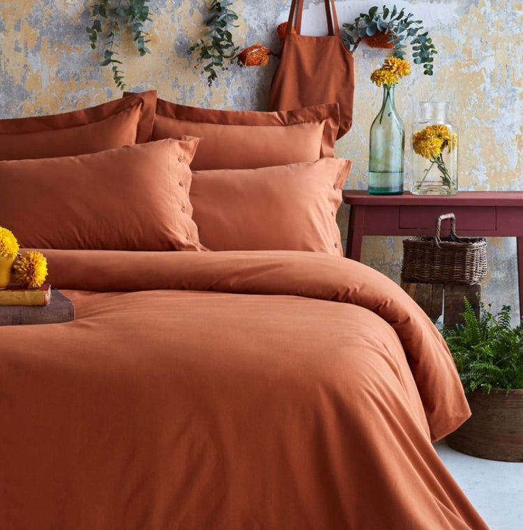 AP Double Solid Duvet Cover Set - Essential Brick Red