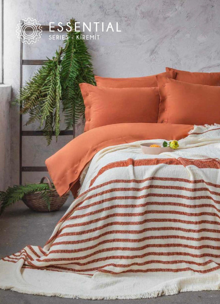 AP Double Solid Duvet Cover Set - Essential Brick Red