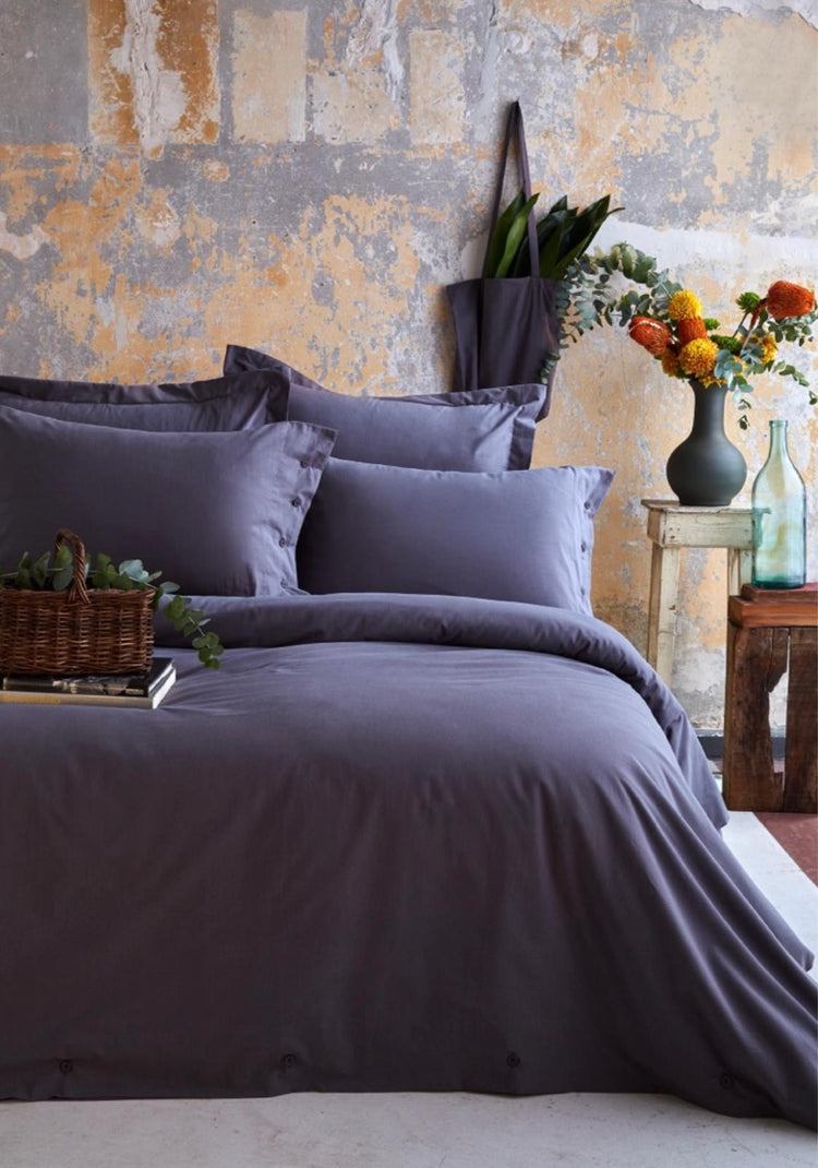 AP Double Solid Duvet Cover Set - Essential Anthracite