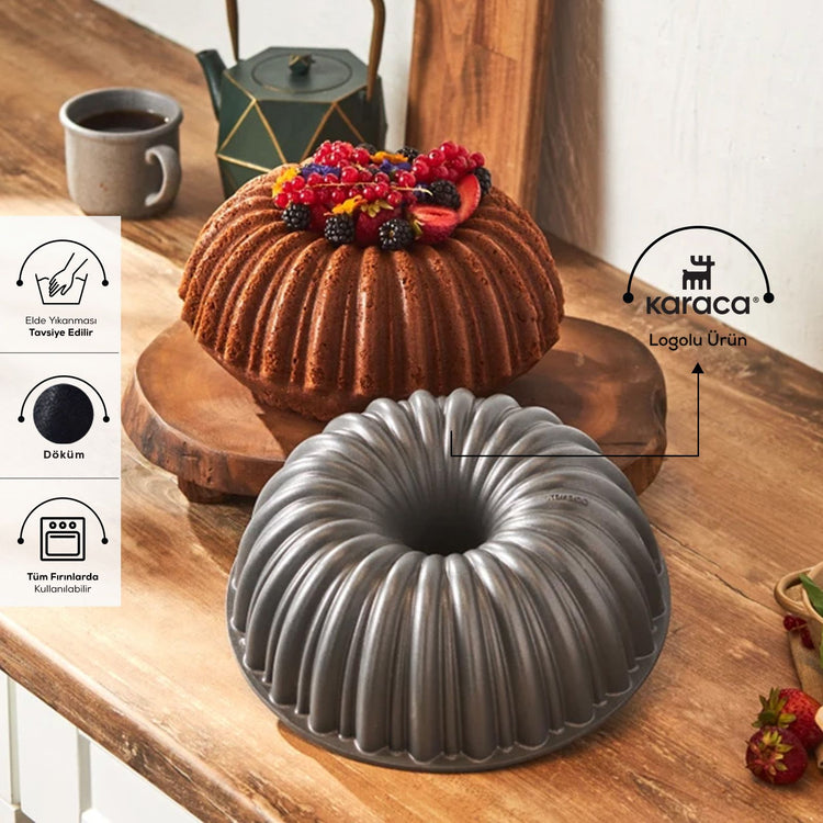 KARACA CAKE PRO SLICED CAST IRON CAKE MOLD, ANTHRACITE