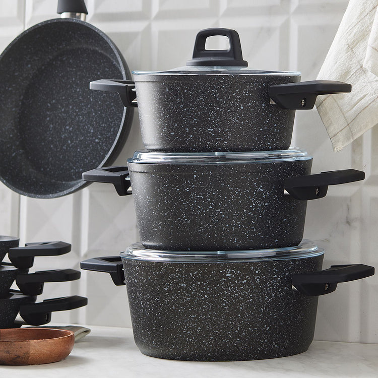 KARACA BIOGRANITE ELIZ 10-PIECE COOKWARE SET, BLACK