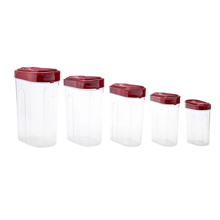 Karaca Slot Red 5-Piece Storage Container Set