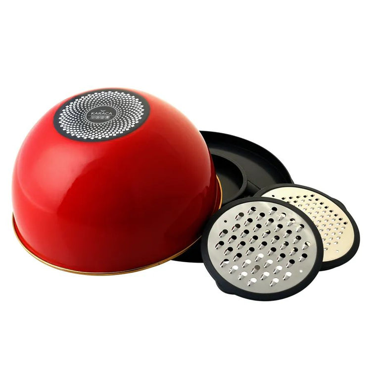 Karaca Troy Whisk Set with Grater Red