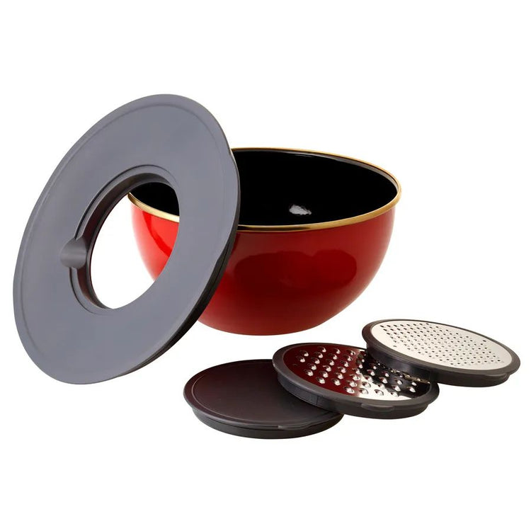 Karaca Troy Whisk Set with Grater Red