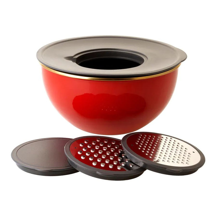 Karaca Troy Whisk Set with Grater Red