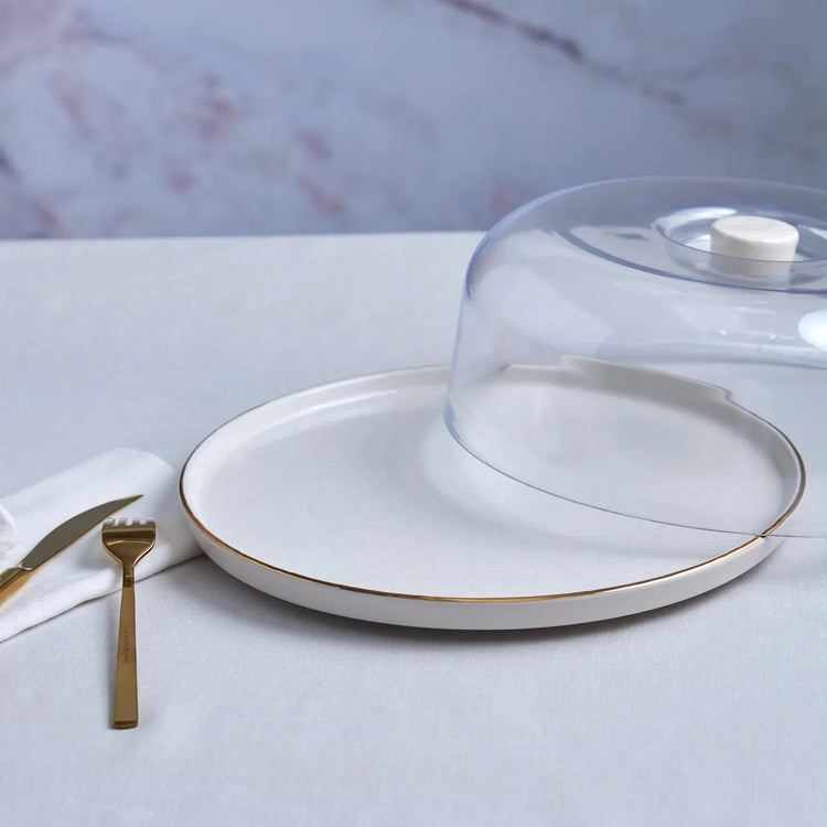 Karaca Calvin Cake Stand 28 cm Ecru