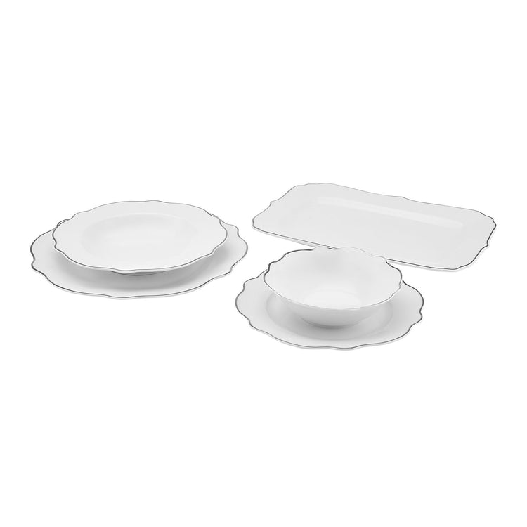 Karaca Daisy Wave Shape with Boat, Platinum