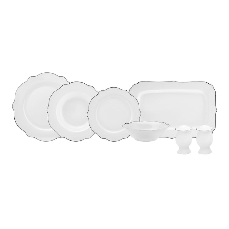 Karaca Daisy Wave Shape with Boat, Platinum