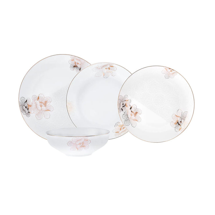 Karaca Camellia 24 Pieces 6 Person Dinnerware Set, Multicolor