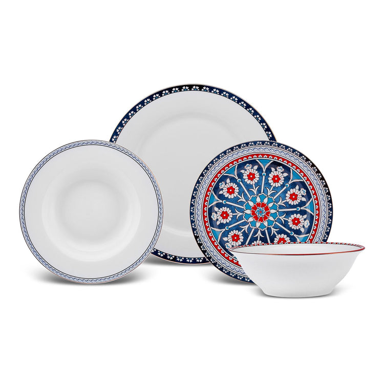 Karaca Ancient 24 Pieces 6 Person Dinnerware Set, Multicolor