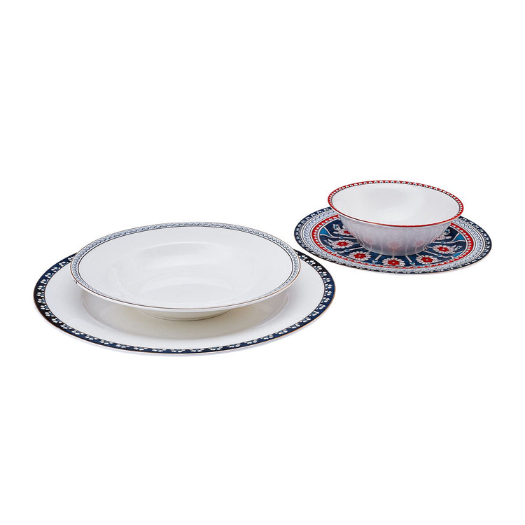 Karaca Ancient 24 Pieces 6 Person Dinnerware Set, Multicolor