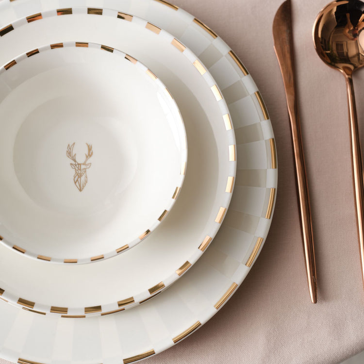 Karaca Aries 24 Pieces 6 Person Dinnerware Set, White