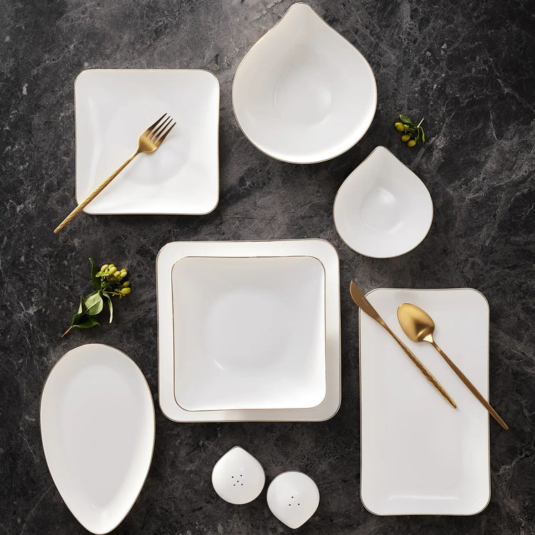 Karaca Streamline Elinor 6 Person Dinnerware Set, Gold