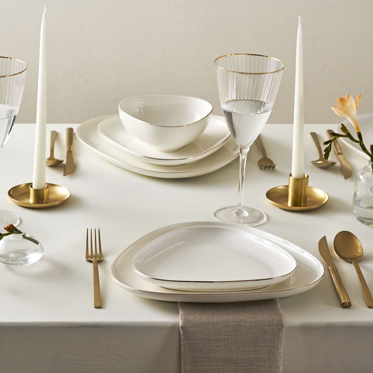 Karaca Streamline Triangle 24 Pieces 6 Person Dinnerware Set, Gold