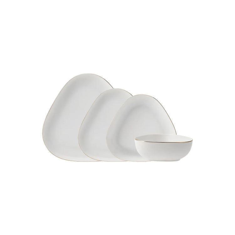 Karaca Streamline Triangle 24 Pieces 6 Person Dinnerware Set, Gold