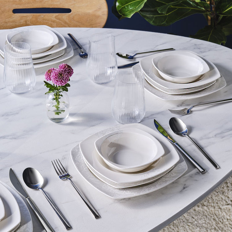 Karaca Farah 24 Pieces 6 Person Dinnerware Set, Cream