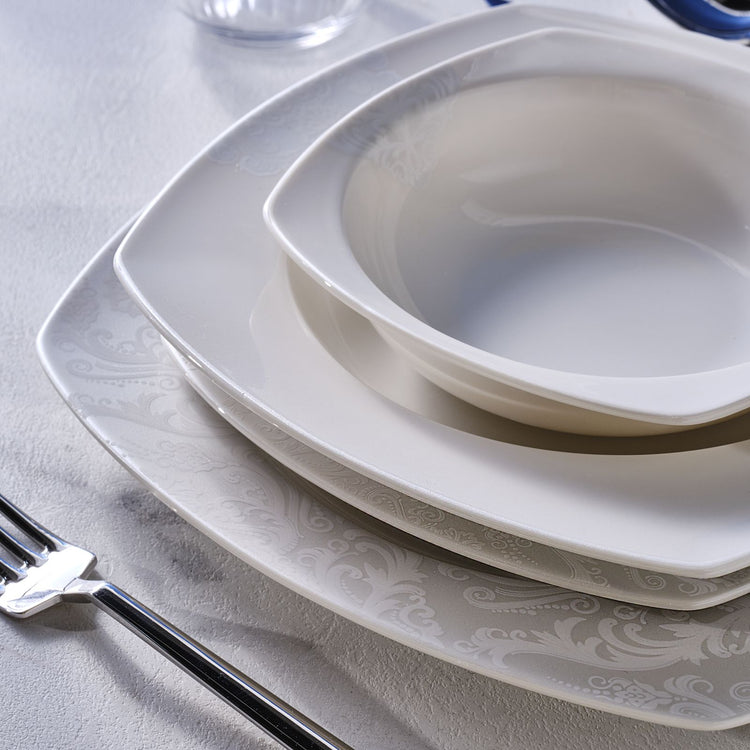 Karaca Farah 24 Pieces 6 Person Dinnerware Set, Cream