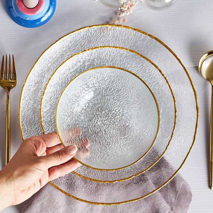 Karaca Cindy Glass 12 Pieces 4 Person Dinnerware Set, Gold