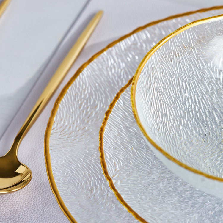 Karaca Cindy Glass 12 Pieces 4 Person Dinnerware Set, Gold