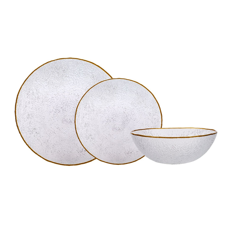 Karaca Cindy Glass 12 Pieces 4 Person Dinnerware Set, Gold