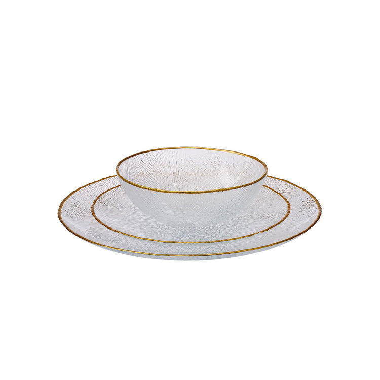 Karaca Cindy Glass 12 Pieces 4 Person Dinnerware Set, Gold