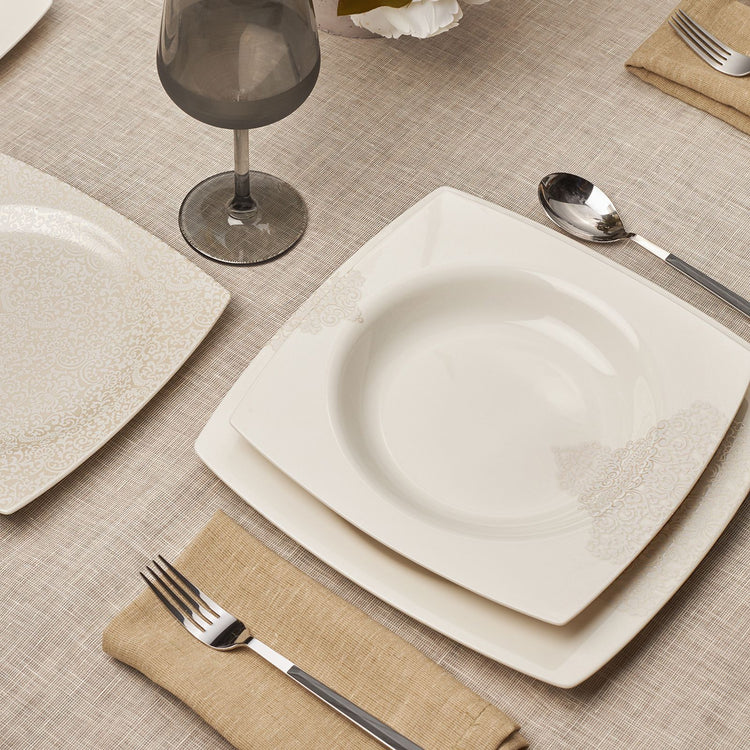 Karaca Flava 24 Pieces 6 Person Dinnerware Set, Cream