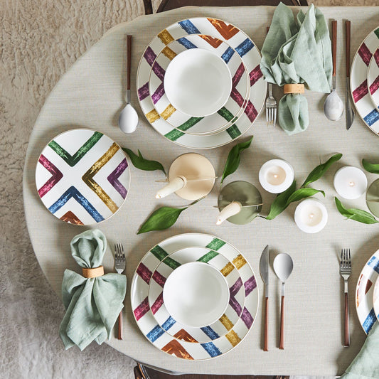Karaca Colorful Blush Line 24 Piece 6 Person Dinnerware Set Multicolor