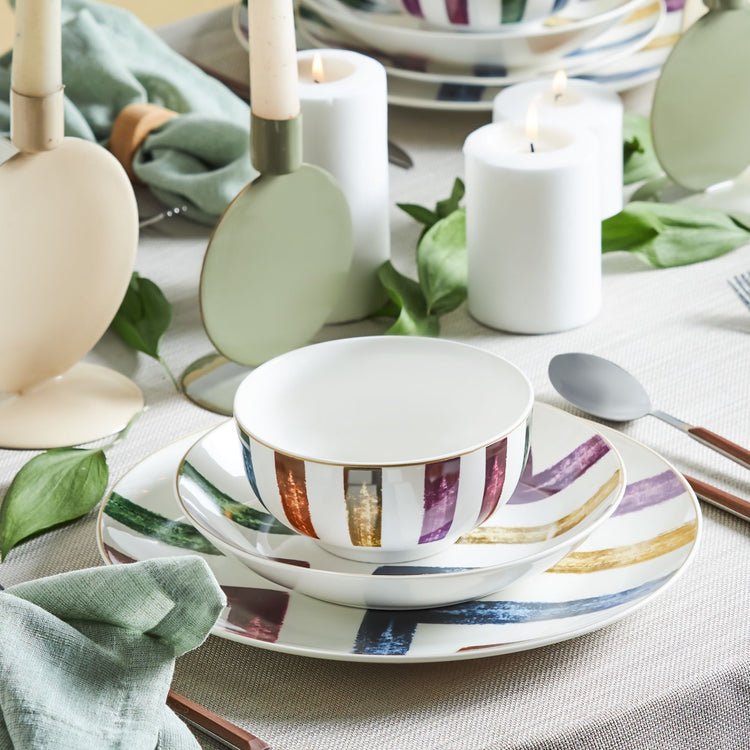 Karaca Colorful Blush Line 24 Piece 6 Person Dinnerware Set, Multicolor