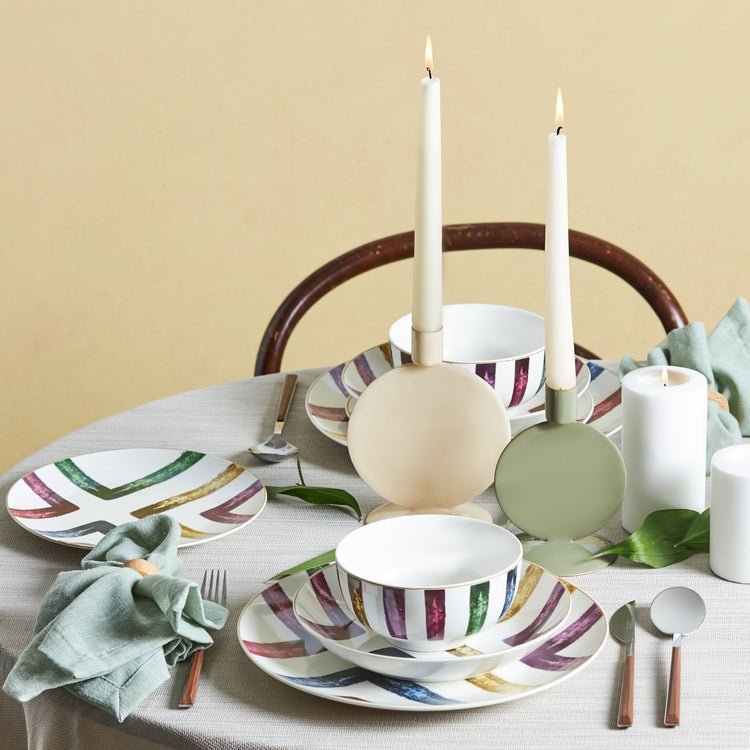 Karaca Colorful Blush Line 24 Piece 6 Person Dinnerware Set, Multicolor