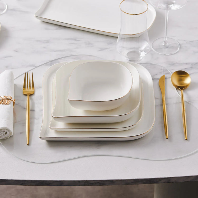 Karaca Streamline Slope 29 Pieces 6 Person Dinnerware Set, Gold