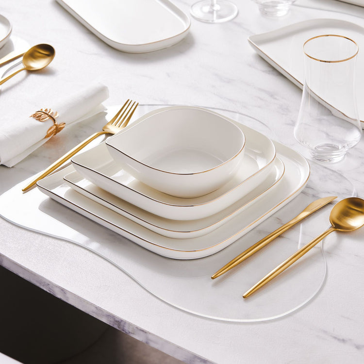 Karaca Streamline Slope 29 Pieces 6 Person Dinnerware Set, Gold