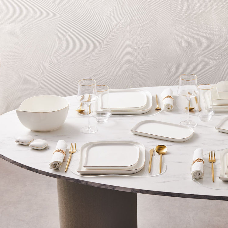 Karaca Streamline Slope 29 Pieces 6 Person Dinnerware Set, Gold