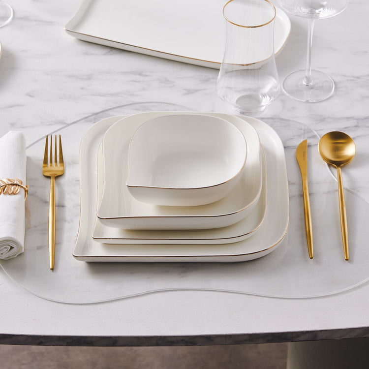 Karaca Streamline Slope 29 Pieces 6 Person Dinnerware Set, Gold