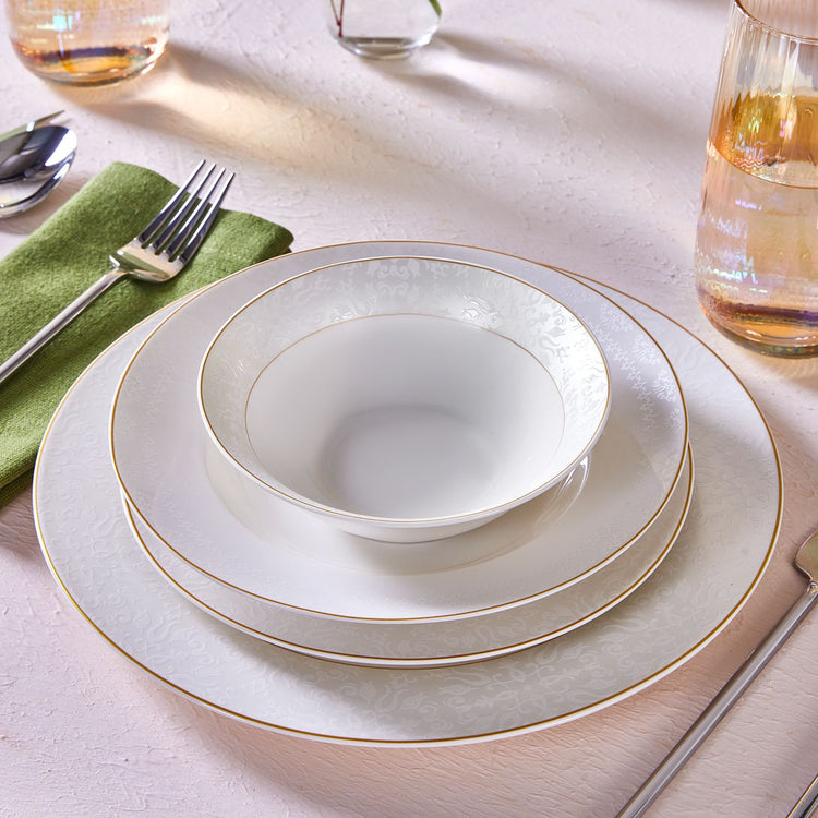 Karaca June 24 Pieces 6 Person Porcelain Dinnerware Set,White