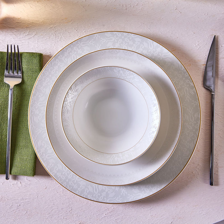 Karaca June 24 Pieces 6 Person Porcelain Dinnerware Set,White