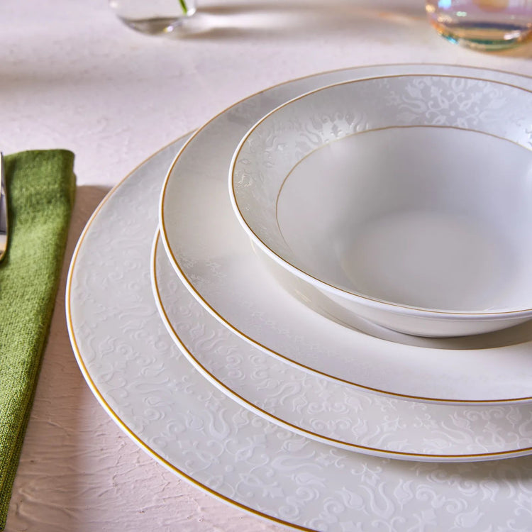 Karaca June 24 Pieces 6 Person Porcelain Dinnerware Set,White
