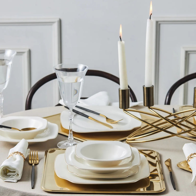 Karaca Jean 24 Pieces 6 Person Porcelain Dinnerware Set, White