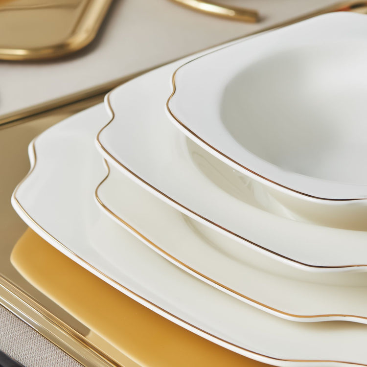 Karaca Jean 24 Pieces 6 Person Porcelain Dinnerware Set, White