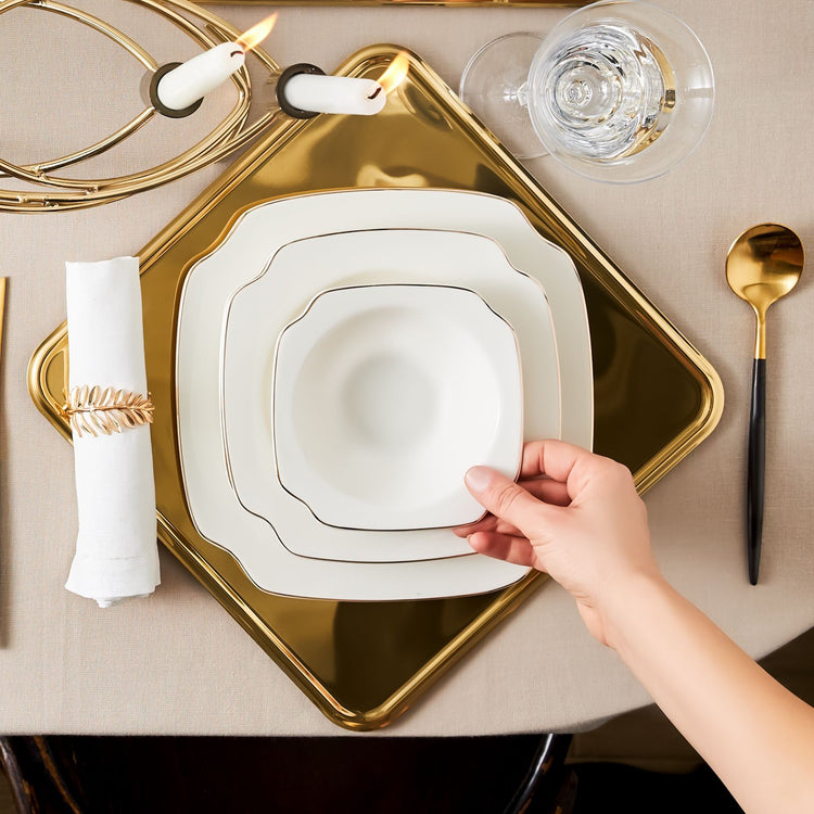 Karaca Jean 24 Pieces 6 Person Porcelain Dinnerware Set, White
