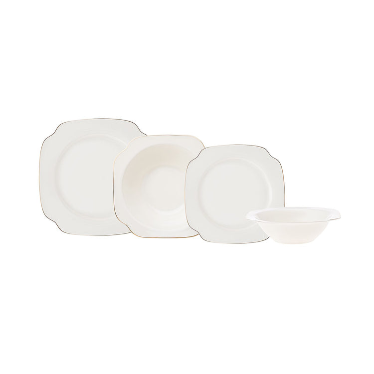 Karaca Jean 24 Pieces 6 Person Porcelain Dinnerware Set, White