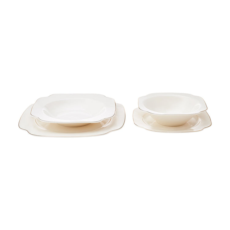 Karaca Jean 24 Pieces 6 Person Porcelain Dinnerware Set, White