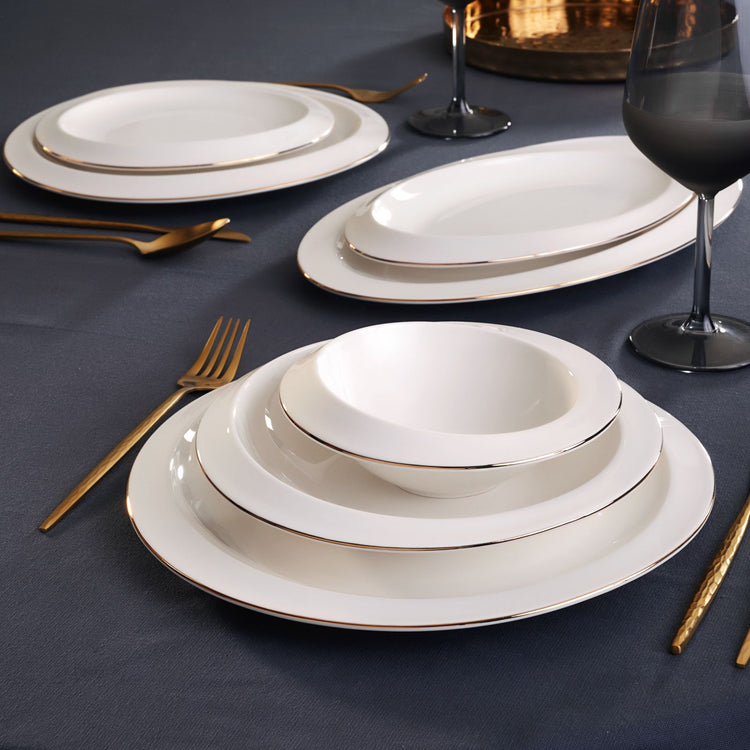 Karaca Streamline Horizon 6 Person 27 Piece Dinnerware Set, Gold