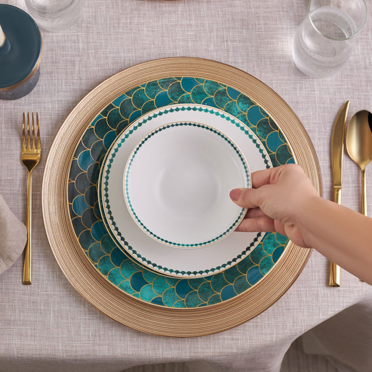 Karaca Zümrüt 24 Pieces 6 Person Dinnerware Set, Green