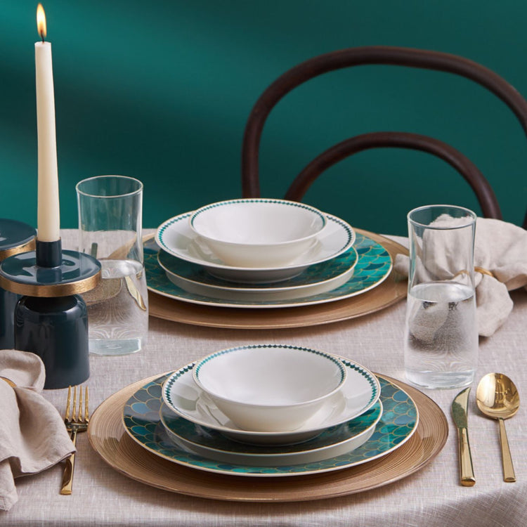 Karaca Zümrüt 24 Pieces 6 Person Dinnerware Set, Green