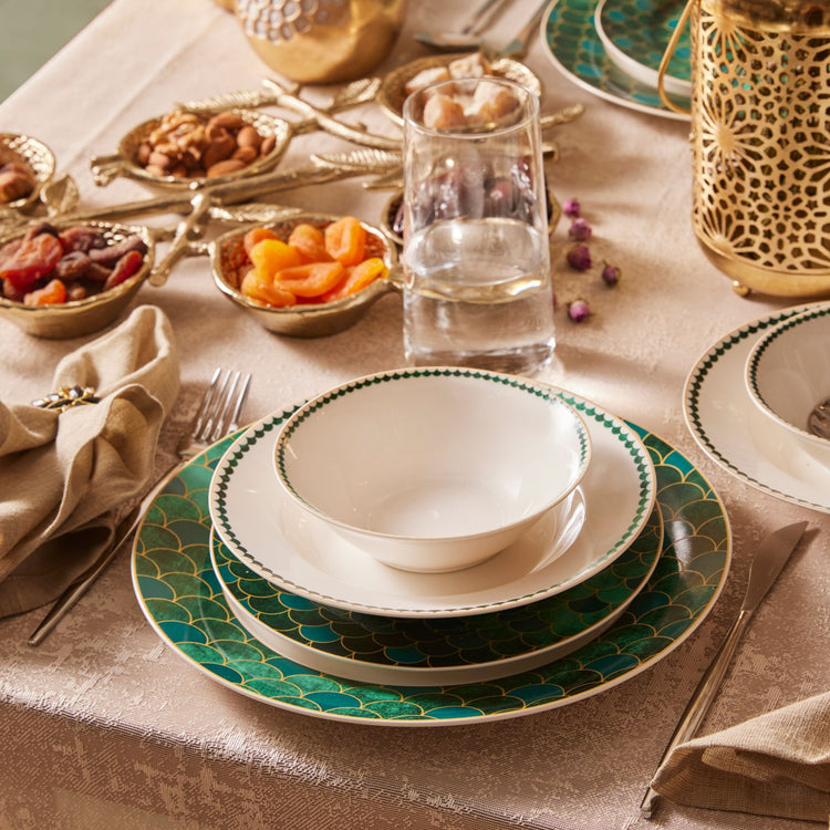 Karaca Zümrüt 24 Pieces 6 Person Dinnerware Set, Green
