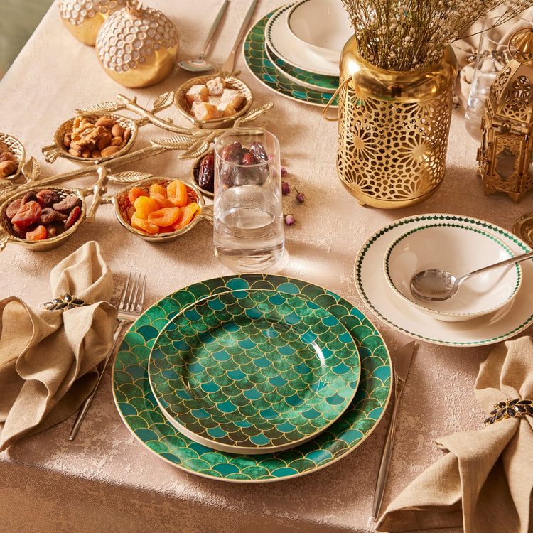 Karaca Zümrüt 24 Pieces 6 Person Dinnerware Set, Green