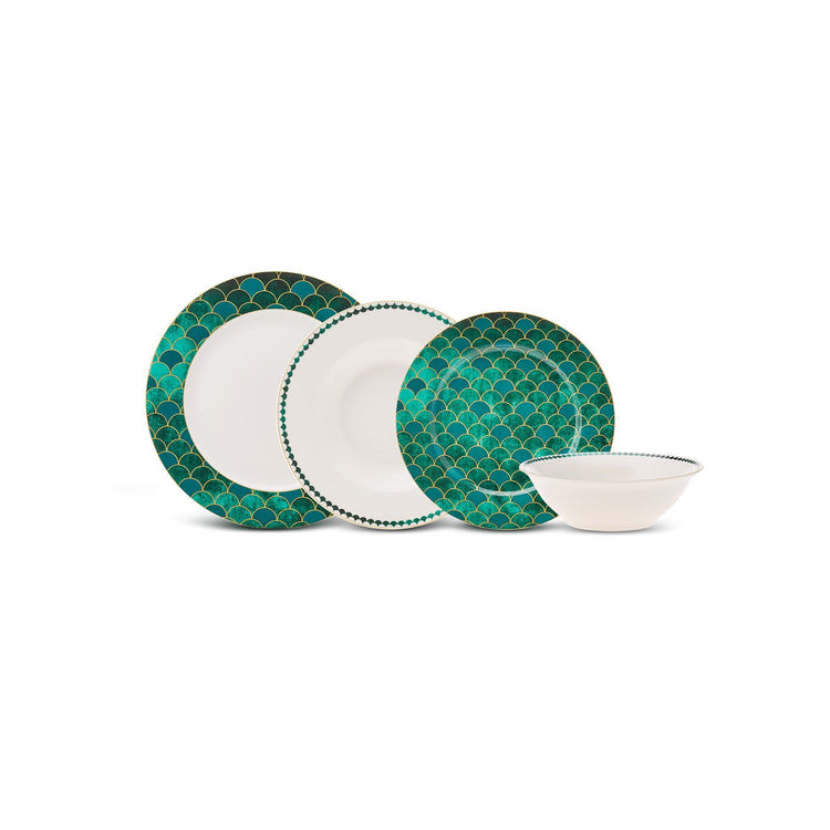 Karaca Zümrüt 24 Pieces 6 Person Dinnerware Set, Green