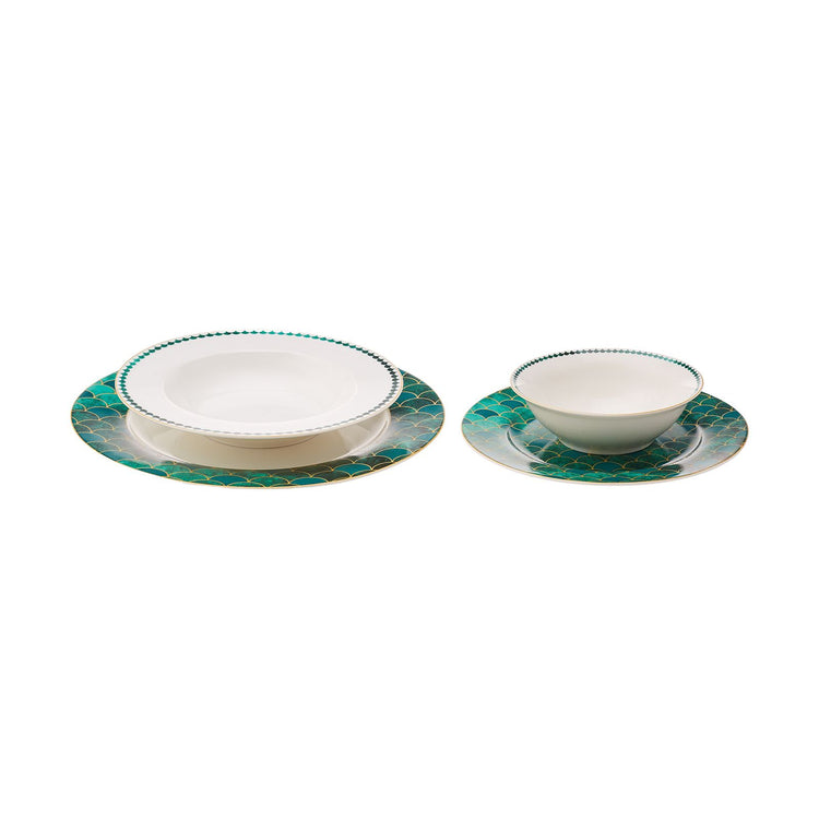 Karaca Zümrüt 24 Pieces 6 Person Dinnerware Set, Green