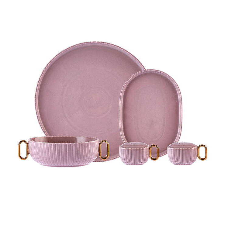 Karaca Streamline Decoline 6 Person 16 Pieces Dinnerware Set, Purple