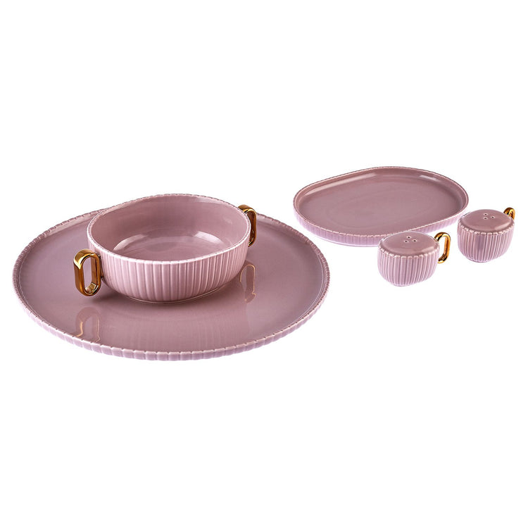 Karaca Streamline Decoline 6 Person 16 Pieces Dinnerware Set, Purple